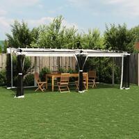 Pavillon 6x3 m mesh-vægge stål cremefarvet