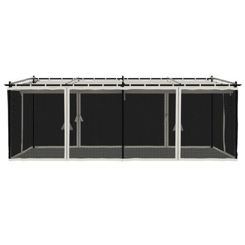 Pavillon 6x3 m mesh-vægge stål cremefarvet