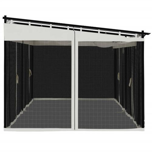 Pavillon 6x3 m mesh-vægge stål cremefarvet