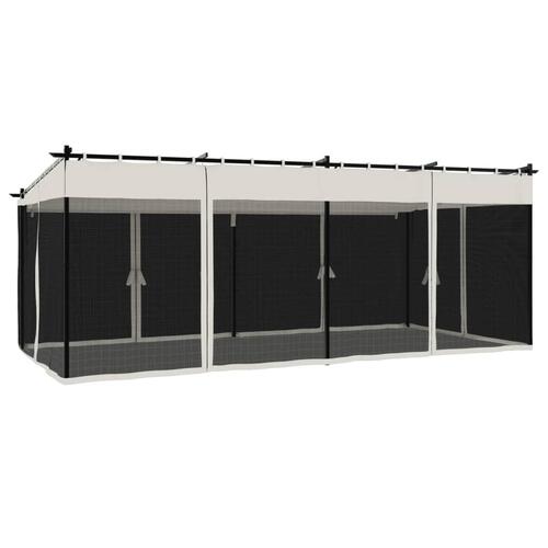 Pavillon 6x3 m mesh-vægge stål cremefarvet