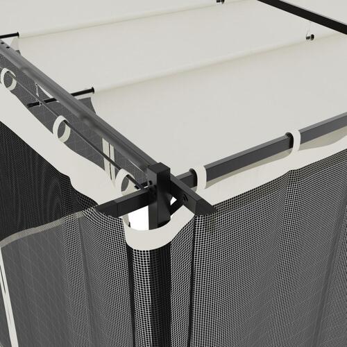 Pavillon 6x3 m mesh-vægge stål cremefarvet