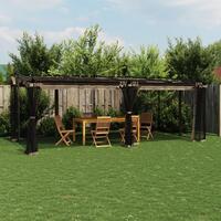Pavillon 6x3 m mesh-vægge stål gråbrun
