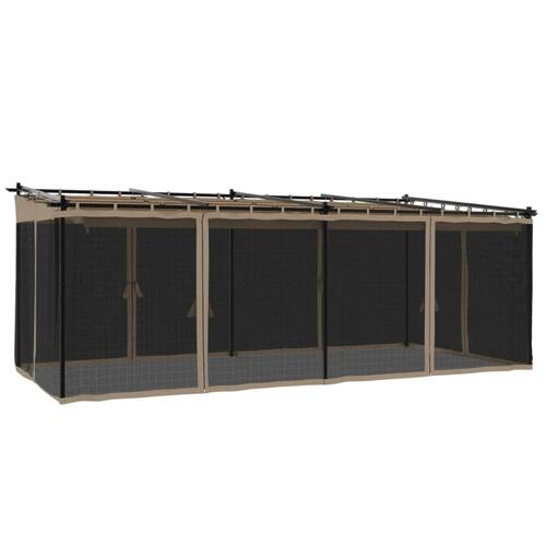 Pavillon 6x3 m mesh-vægge stål gråbrun
