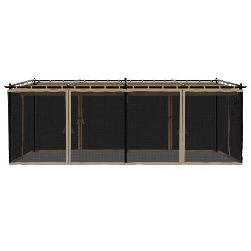 Pavillon 6x3 m mesh-vægge stål gråbrun