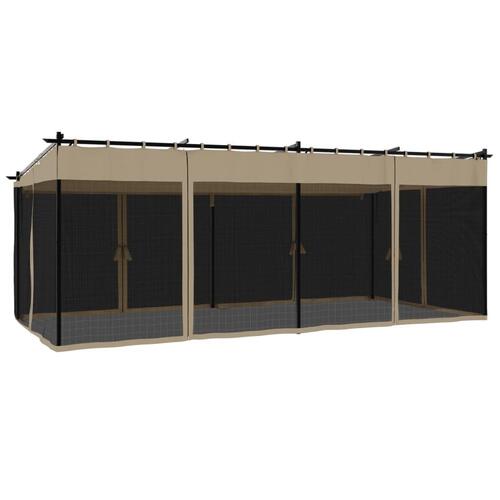 Pavillon 6x3 m mesh-vægge stål gråbrun
