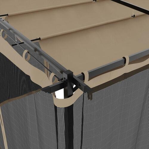 Pavillon 6x3 m mesh-vægge stål gråbrun