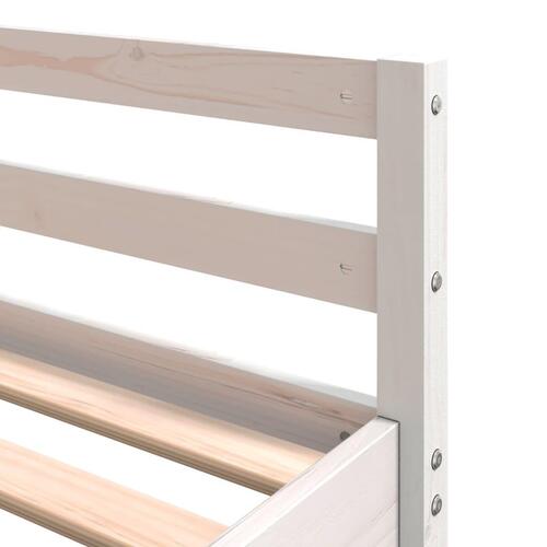 Højseng med skrivebord 200x200 cm massivt fyrretræ hvid
