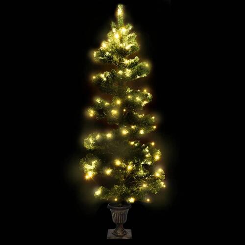 Juletræ med lys og potte PVC 120 cm grøn