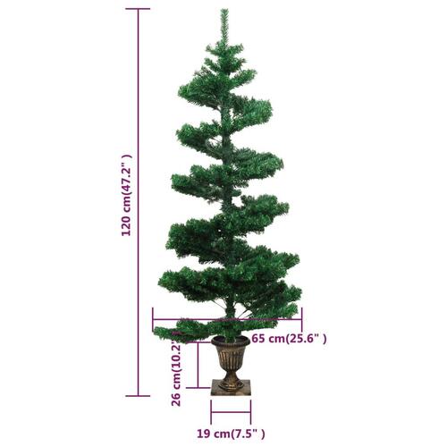Juletræ med lys og potte PVC 120 cm grøn