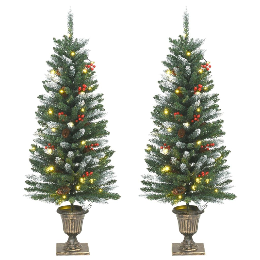 Kunstige juletræer 2 stk. 100 LED'er 120 cm hvid
