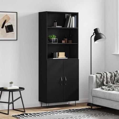 Højskab 69,5x34x180 cm konstrueret træ sort