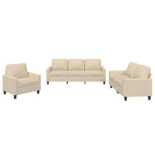3 personers sofa med hynder stof cremefarvet