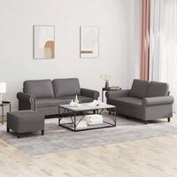 3 personers sofa med hynder kunstlæder grå