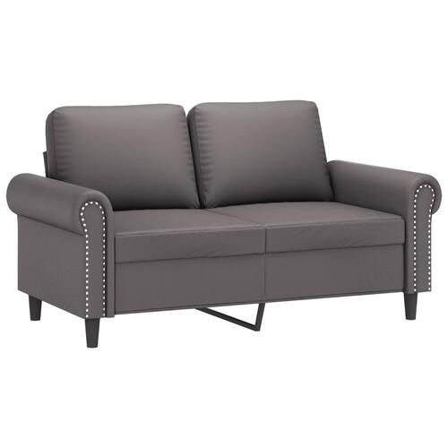 3 personers sofa med hynder kunstlæder grå