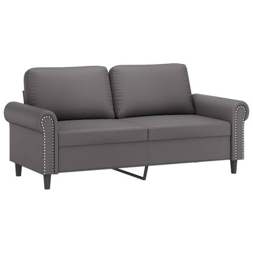3 personers sofa med hynder kunstlæder grå