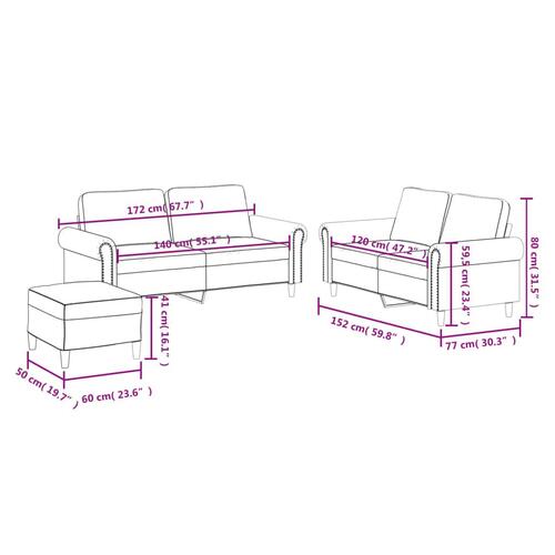3 personers sofa med hynder kunstlæder grå