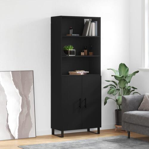 Højskab 69,5x34x180 cm konstrueret træ sort