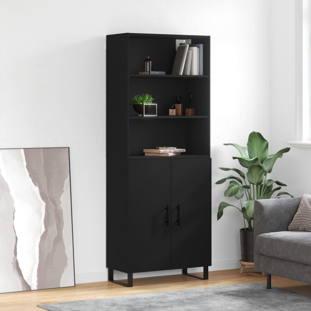 Højskab 69,5x34x180 cm konstrueret træ sort