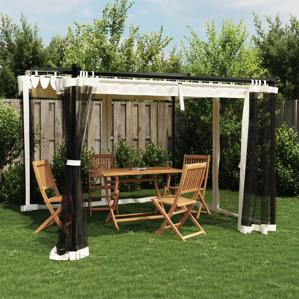 Pavillon 3x3 m mesh-vægge stål cremefarvet