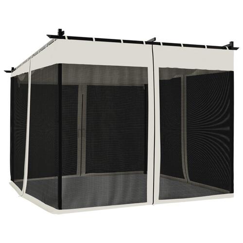Pavillon 3x3 m mesh-vægge stål cremefarvet