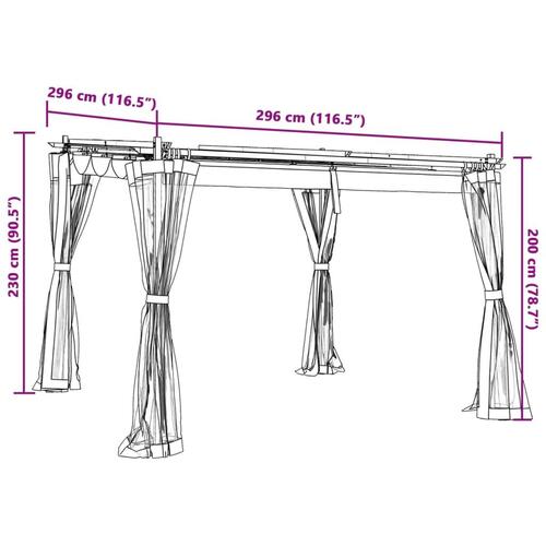 Pavillon 3x3 m mesh-vægge stål cremefarvet