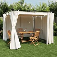 Pavillon 3x3 m med gardiner stål cremefarvet