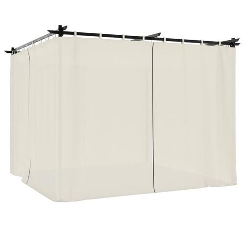 Pavillon 3x3 m med gardiner stål cremefarvet