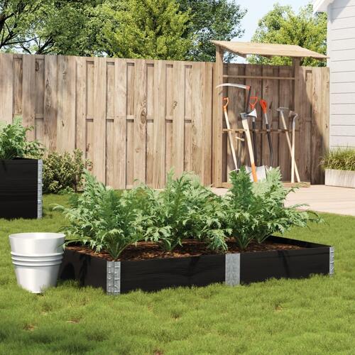 Plantekasse 150x100 cm massivt fyrretræ sort