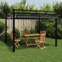 Pavillon med sammenrulleligt tag 3x3 cm aluminium antracitgrå
