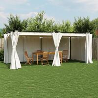 Pavillon 6x3 m med gardiner stål cremefarvet