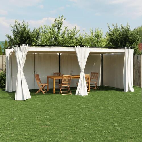 Pavillon 6x3 m med gardiner stål cremefarvet