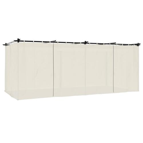 Pavillon 6x3 m med gardiner stål cremefarvet