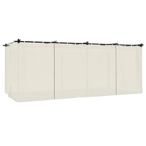 Pavillon 6x3 m med gardiner stål cremefarvet