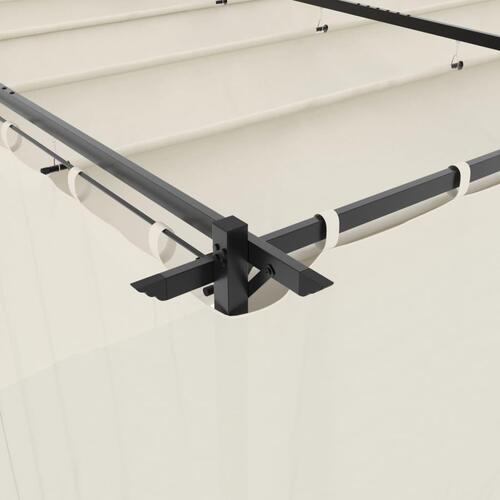 Pavillon 6x3 m med gardiner stål cremefarvet