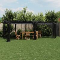 Pavillon 6x3 m mesh-vægge stål antracitgrå