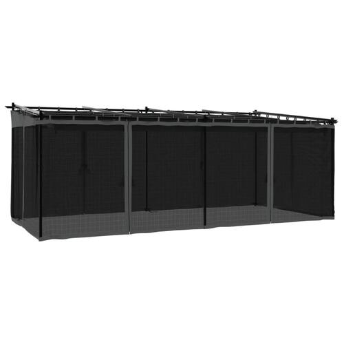Pavillon 6x3 m mesh-vægge stål antracitgrå