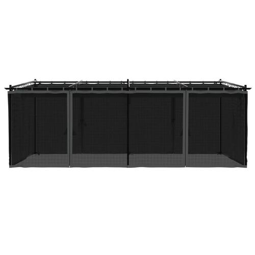 Pavillon 6x3 m mesh-vægge stål antracitgrå