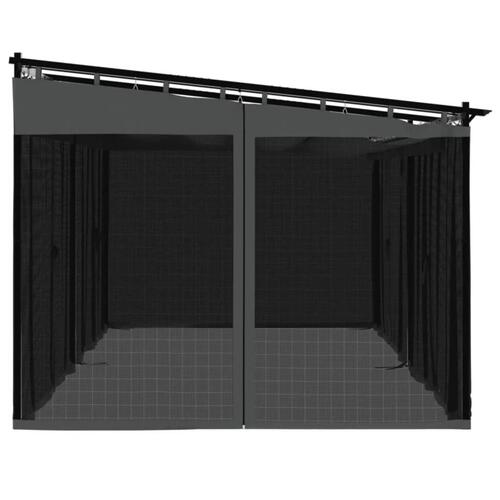 Pavillon 6x3 m mesh-vægge stål antracitgrå