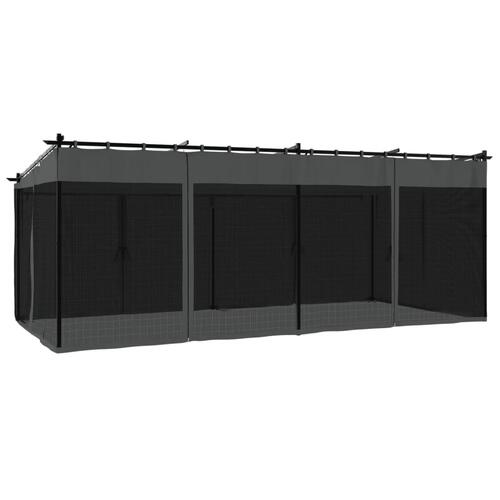 Pavillon 6x3 m mesh-vægge stål antracitgrå