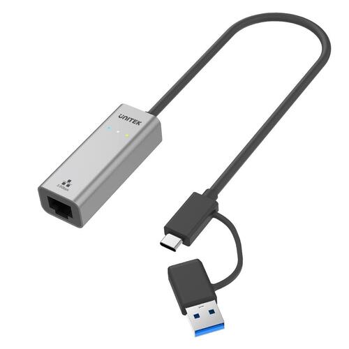 USB-C til ethernet-adapter Unitek U1313C Grå 30 cm