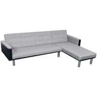 Sovesofa med chaiselong stof sort og grå