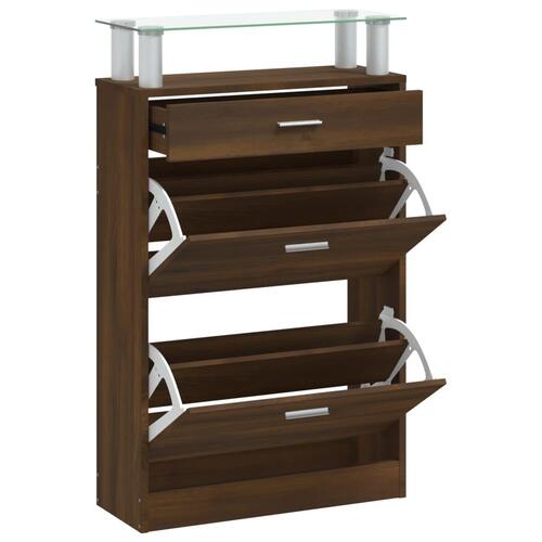 Skoskab 63x24x104 cm konstrueret træ brun egetræsfarve