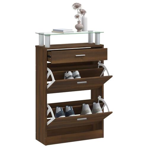 Skoskab 63x24x104 cm konstrueret træ brun egetræsfarve