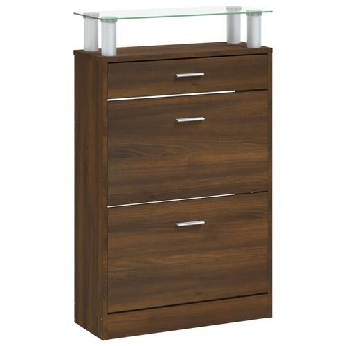 Skoskab 63x24x104 cm konstrueret træ brun egetræsfarve