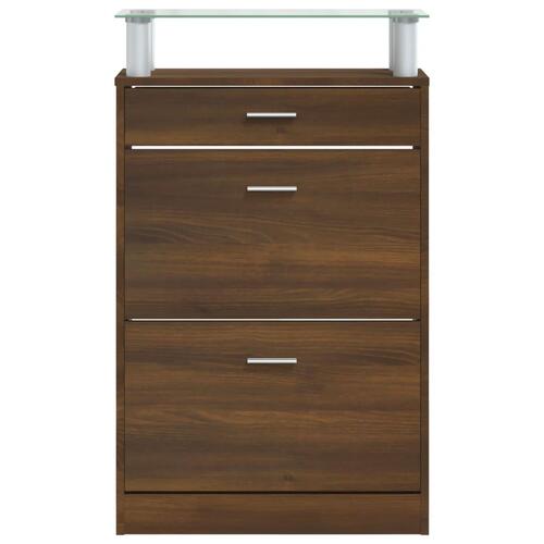Skoskab 63x24x104 cm konstrueret træ brun egetræsfarve
