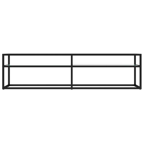 Tv-bord 160x40x40,5 cm hærdet glas marmoreffekt hvid
