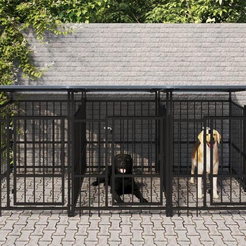 Udendørs hundegård med tag 7,51 m² stål