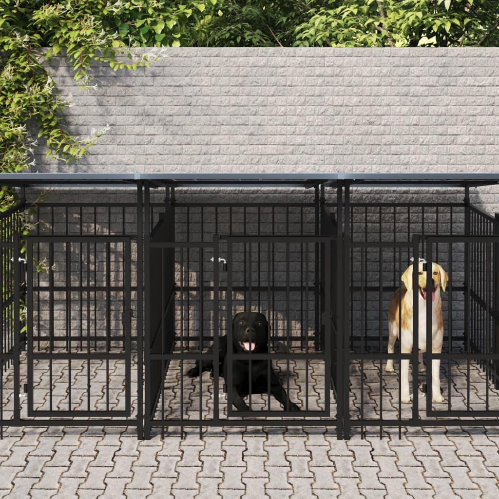 Udendørs hundegård med tag 7,51 m² stål