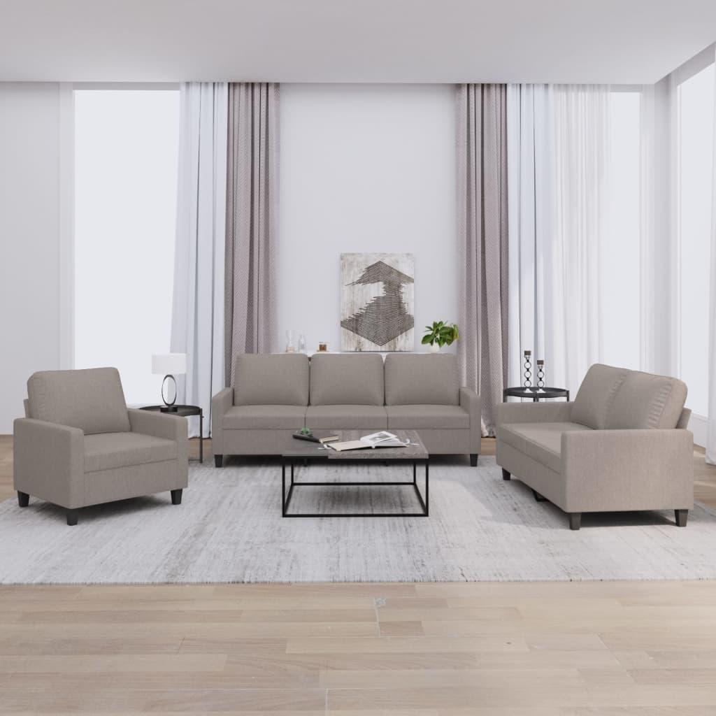 3 personers sofa med hynder stof gråbrun