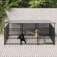 Udendørs hundegård med tag 5,63 m² stål